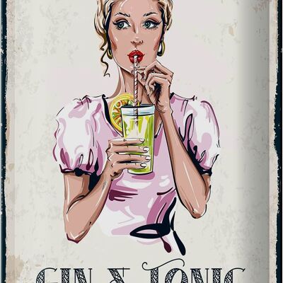 Targa in metallo Gin & Tonic Liquid Sanity 20x30cm