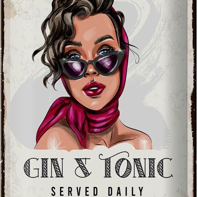 Tin sign saying Gin & Tonic Served Daily Milsted´s 20x30cm
