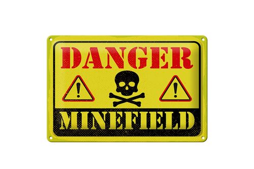 Blechschild Achtung Danger Mine Field Minenfeld 30x20cm