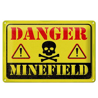 Blechschild Achtung Danger Mine Field Minenfeld 30x20cm