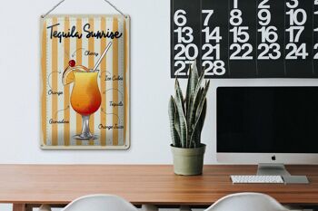 Plaque en tôle Tequila Sunrise Cerise Orange 20x30cm 3