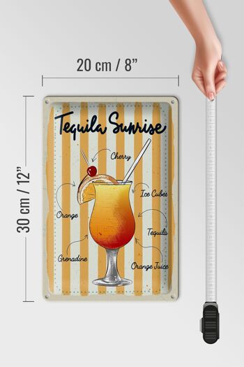Plaque en tôle Tequila Sunrise Cerise Orange 20x30cm 4