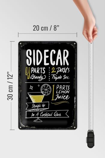 Plaque en tôle Recette Sidecar Cocktail Recipe 20x30cm 4