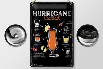 Plaque en tôle Recette Hurricane Cocktail Recipe 20x30cm 2