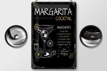 Plaque en tôle recette Margarita Cocktail Recipe 20x30cm 2