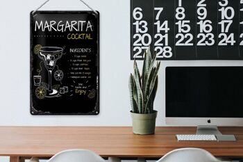 Plaque en tôle recette Margarita Cocktail Recipe 20x30cm 3