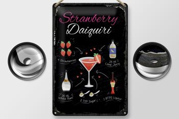 Plaque en tôle recette Strawberry Daiquiri Cocktail 20x30cm 2