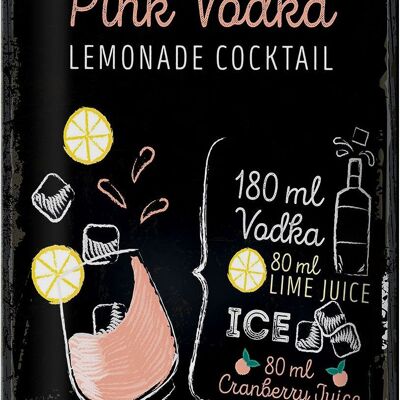 Tin sign recipe Pink Vodka Cocktail Recipe 20x30cm