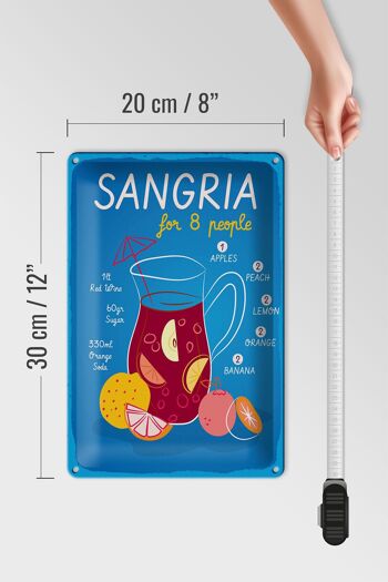 Plaque en tôle Recette Sangria Recette pour 8 personnes 20x30cm 4
