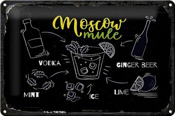 Plaque en tôle recette Moscow Mule Ginger Beer Ice 30x20cm 1