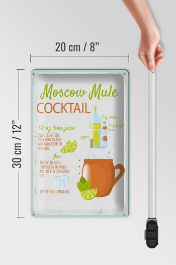 Plaque en tôle recette Recette de cocktail Moscow Mule 20x30cm 4