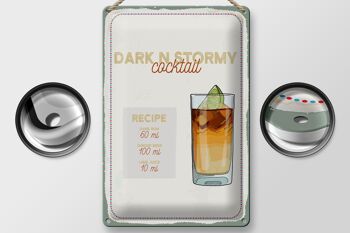 Plaque en étain Recette Dark n Stormy Cocktail Recipe 20x30cm 2