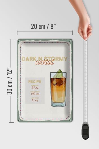 Plaque en étain Recette Dark n Stormy Cocktail Recipe 20x30cm 4