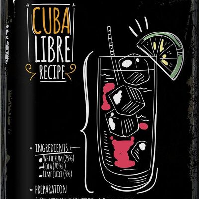 Plaque en tôle recette Cuba Libre Recette de cocktail 20x30cm