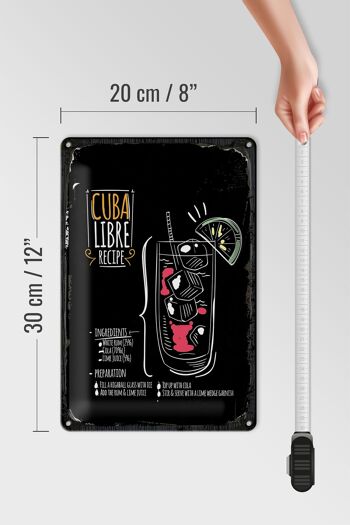 Plaque en tôle recette Cuba Libre Recette de cocktail 20x30cm 4