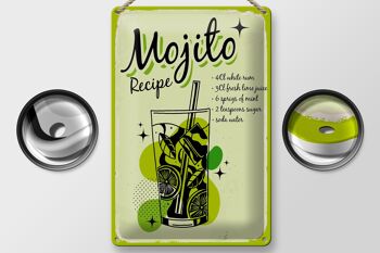 Plaque en étain Recette Mojito Cocktail Recette boisson 20x30cm 2