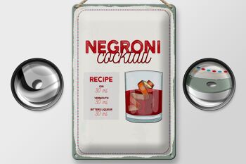 Plaque en tôle Recette Negron Cocktail Recette GIN 20x30cm 2
