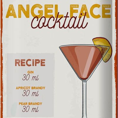 Tin sign recipe Angel Face Cocktail Recipe 20x30cm