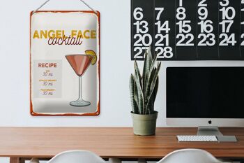 Plaque en tôle recette Angel Face Cocktail Recipe 20x30cm 3