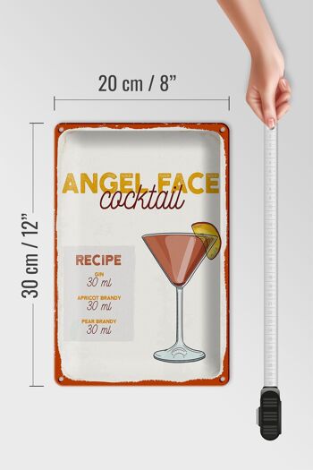 Plaque en tôle recette Angel Face Cocktail Recipe 20x30cm 4