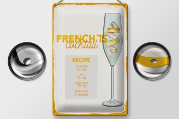 Plaque en tôle recette French 75 Cocktail Recipe 20x30cm 2