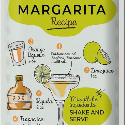Cartel de chapa receta Margarita Receta naranja lima 20x30cm