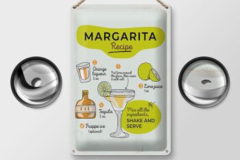 Plaque en tôle recette Margarita Recette orange citron vert 20x30cm 2