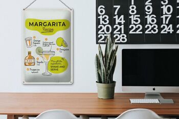 Plaque en tôle recette Margarita Recette orange citron vert 20x30cm 3