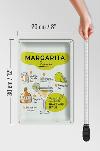 Plaque en tôle recette Margarita Recette orange citron vert 20x30cm 4