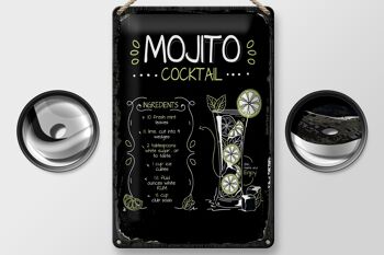 Plaque en tôle Recette Mojito Cocktail Recette 20x30cm 2