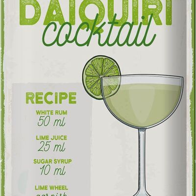 Plaque en tôle Recette Daiquiri Cocktail Recette 20x30cm