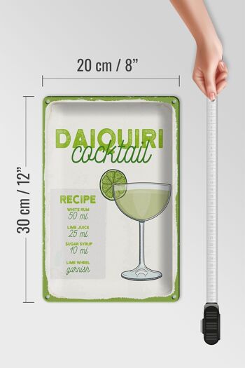 Plaque en tôle Recette Daiquiri Cocktail Recette 20x30cm 4