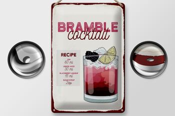 Plaque en tôle recette Bramble Cocktail Recipe Gin 20x30cm 2