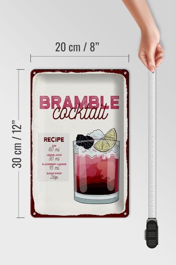 Plaque en tôle recette Bramble Cocktail Recipe Gin 20x30cm 4