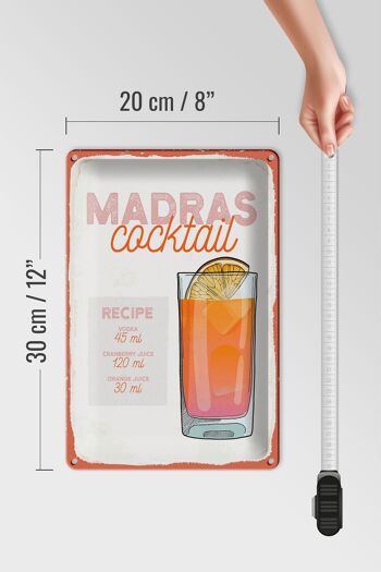 Plaque en tôle Recette Madras Cocktail Recette Vodka 20x30cm 4