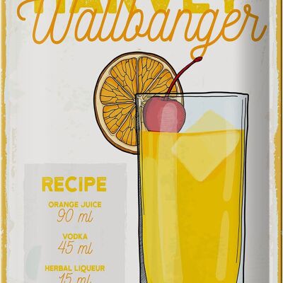 Targa in metallo ricetta Harvey Wallbanger Cocktail Recipe 20x30 cm