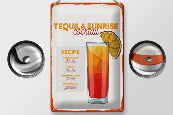 Plaque en tôle recette Tequila Sunrise Cocktail Recipe 20x30cm 2