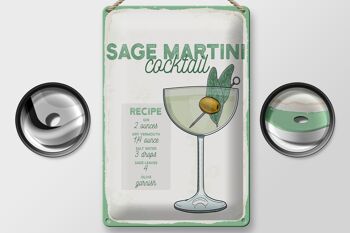 Recette de signe en étain, recette de Cocktail à la sauge Martini, 20x30cm 2