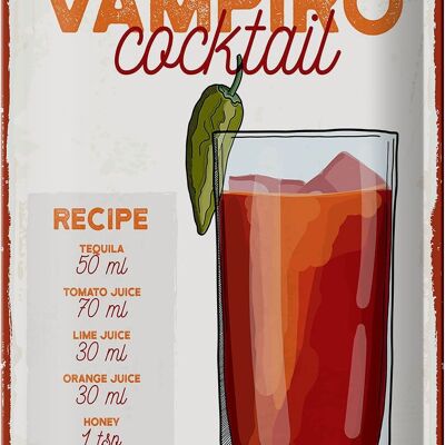 Blechschild Rezept Vampiro Cocktail Recipe Tequila 20x30cm