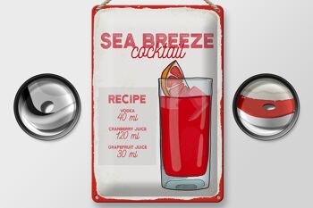 Plaque en tôle recette Sea Breeze Cocktail Recipe 20x30cm 2