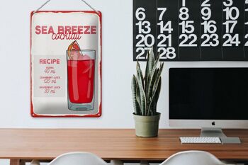 Plaque en tôle recette Sea Breeze Cocktail Recipe 20x30cm 3