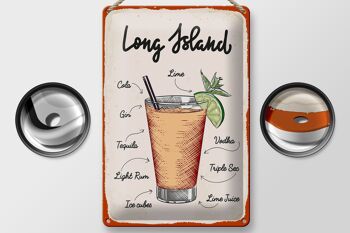 Plaque en tôle Recette Recette de cocktail Long Island 20x30cm 2