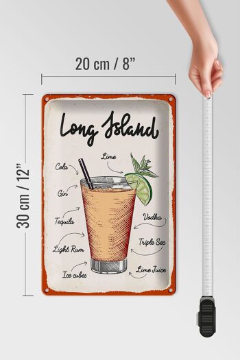 Plaque en tôle Recette Recette de cocktail Long Island 20x30cm 4
