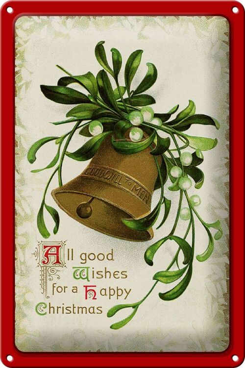 Blechschild Weihnachtsglocke happy Christmas Fest 20x30cm