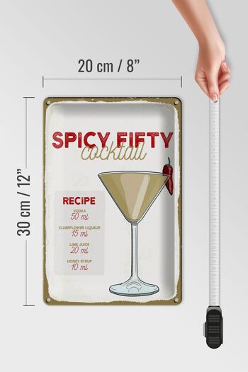 Plaque en tôle Recette Spicy Fifty Cocktail Recipe 20x30cm 4