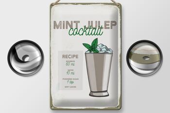 Plaque en tôle Recette Mint Julep Cocktail Recipe 20x30cm 2