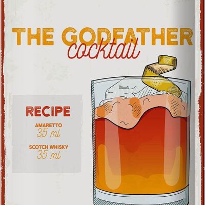 Blechschild Rezept The Godfather Cocktail Recipe 20x30cm