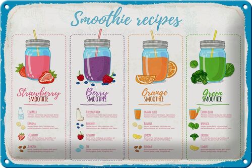 Blechschild Rezept Smoothie Recipe Berry Orange 30x20cm