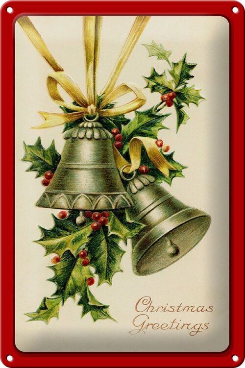 Blechschild Weihnachtszweig Glocke Christmas 20x30cm