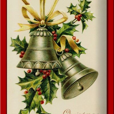 Targa in metallo ramo di Natale campana Natale 20x30 cm